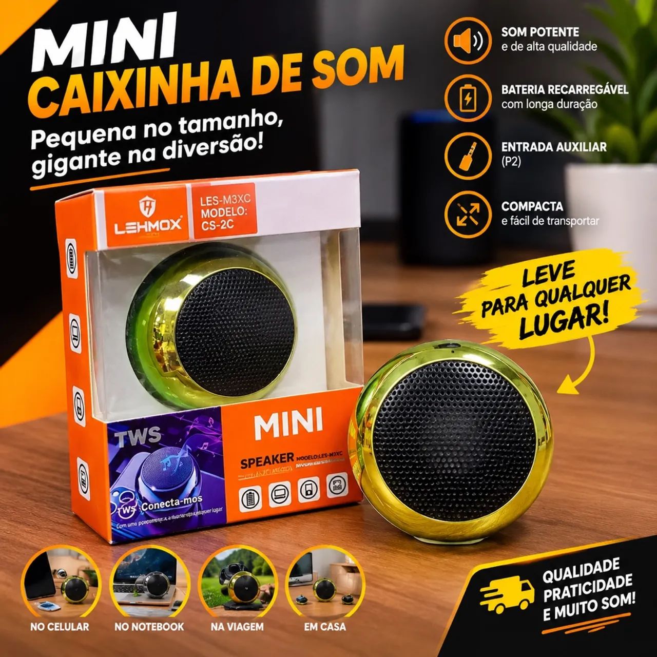 Mini caixa de som Bluetooth 