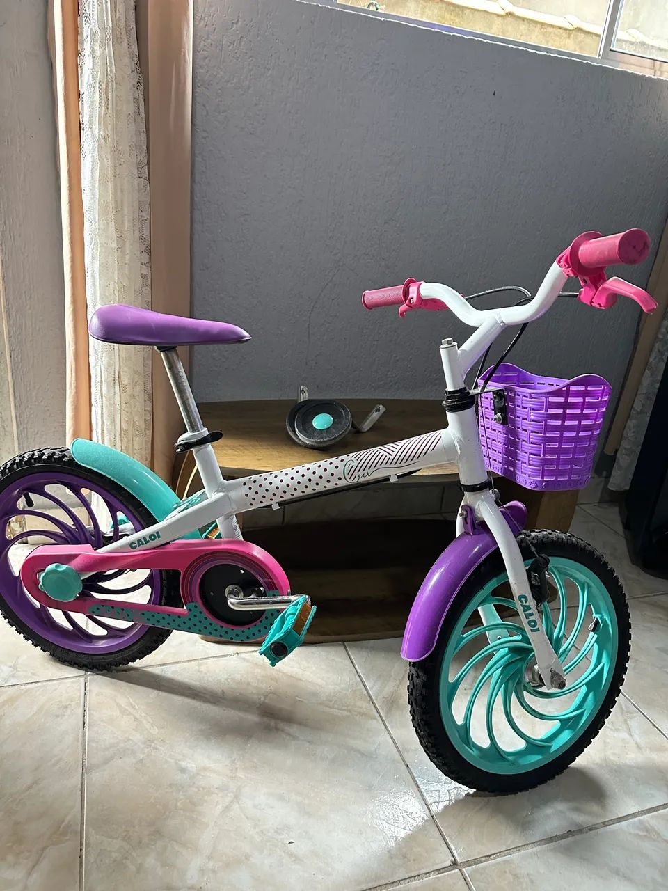 Bicicleta Infantil Aro 16" Caloi Ceci Branco e Rosa com Cestinha Freio V-Brake - Foto 2