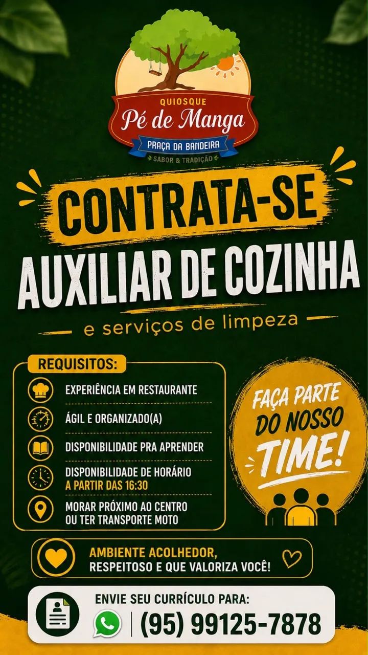 Contrata-se aux de cozinha