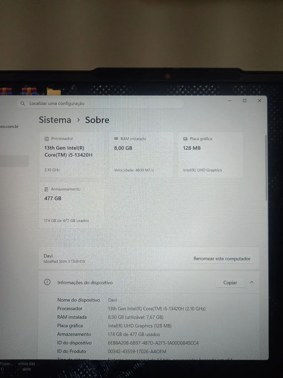 Notebook Lenovo ideapad slim 3 core i5 477gb - Foto 2