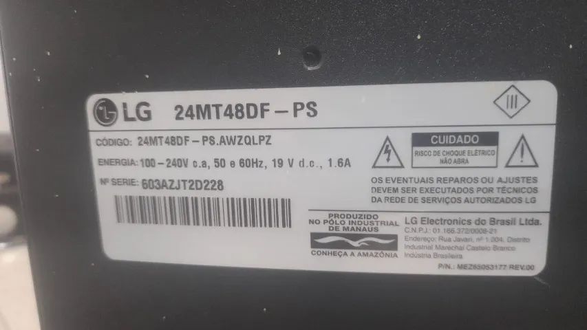 tv lg led 24 polegadas com a tela quebrada