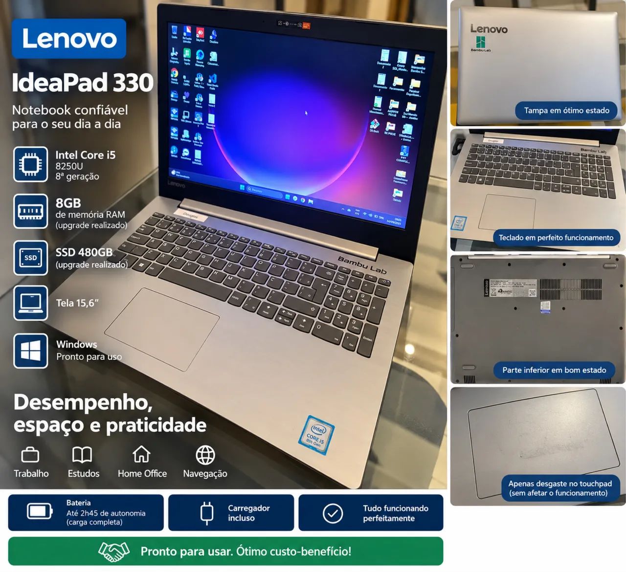 Notebook Lenovo IdeaPad 330 - Intel Core i5 | 8GB RAM | SSD 480GB