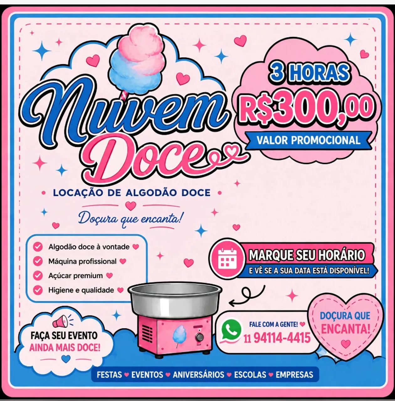 Locação de algodão doce promoção