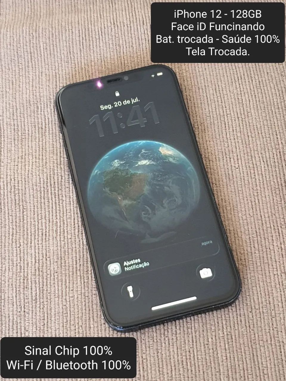 iPhone 12 - 128GB - Face iD, Sinal Chip, Wi-Fi/Bluetooth