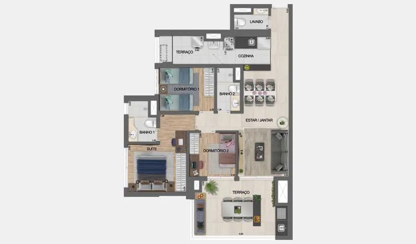 PLANTA 64m²