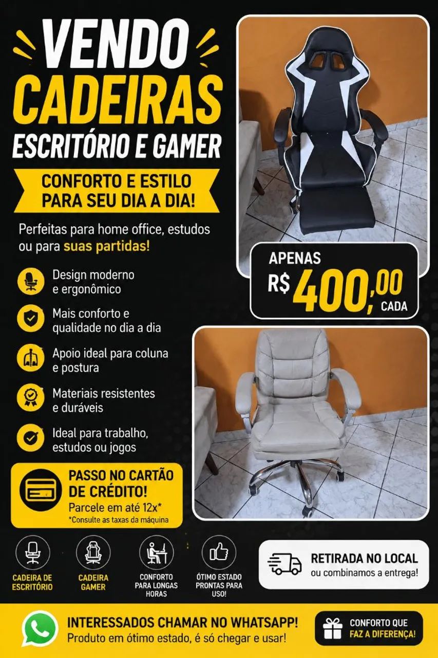 Cadeira Gamer NOVA! E DE ESCRITÓRIO  - Foto 2