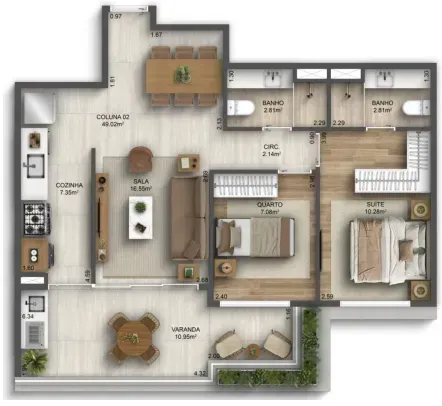 PLANTA 74m²