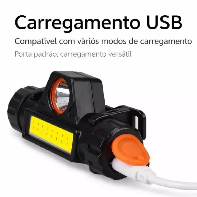 Lanterna de Cabeça LED Recarregável USB Bivolt - Foto 2
