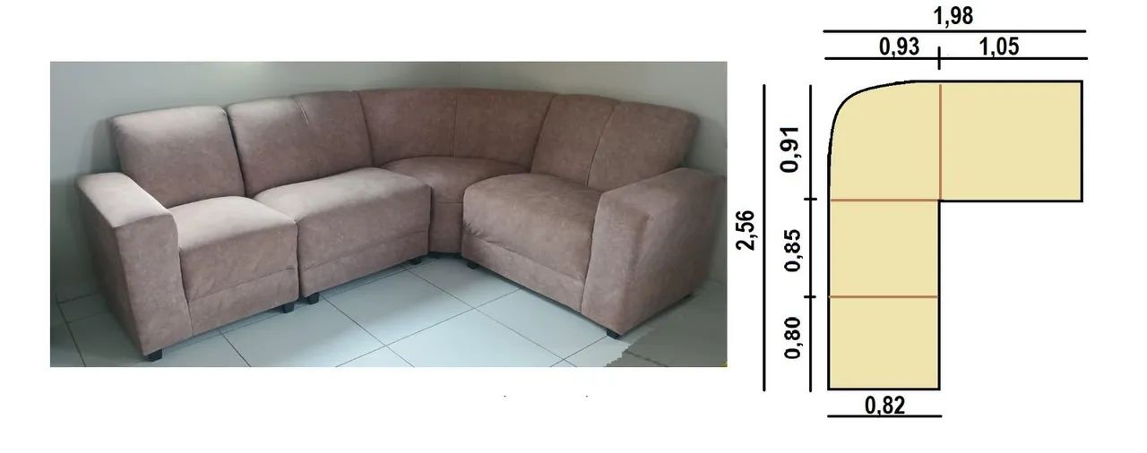 Sofá de canto modulado, 5 lugares em estado de novo  - Foto 5