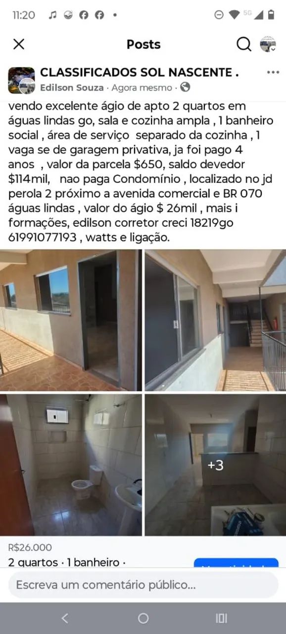 Vendo ágio de apartamento 