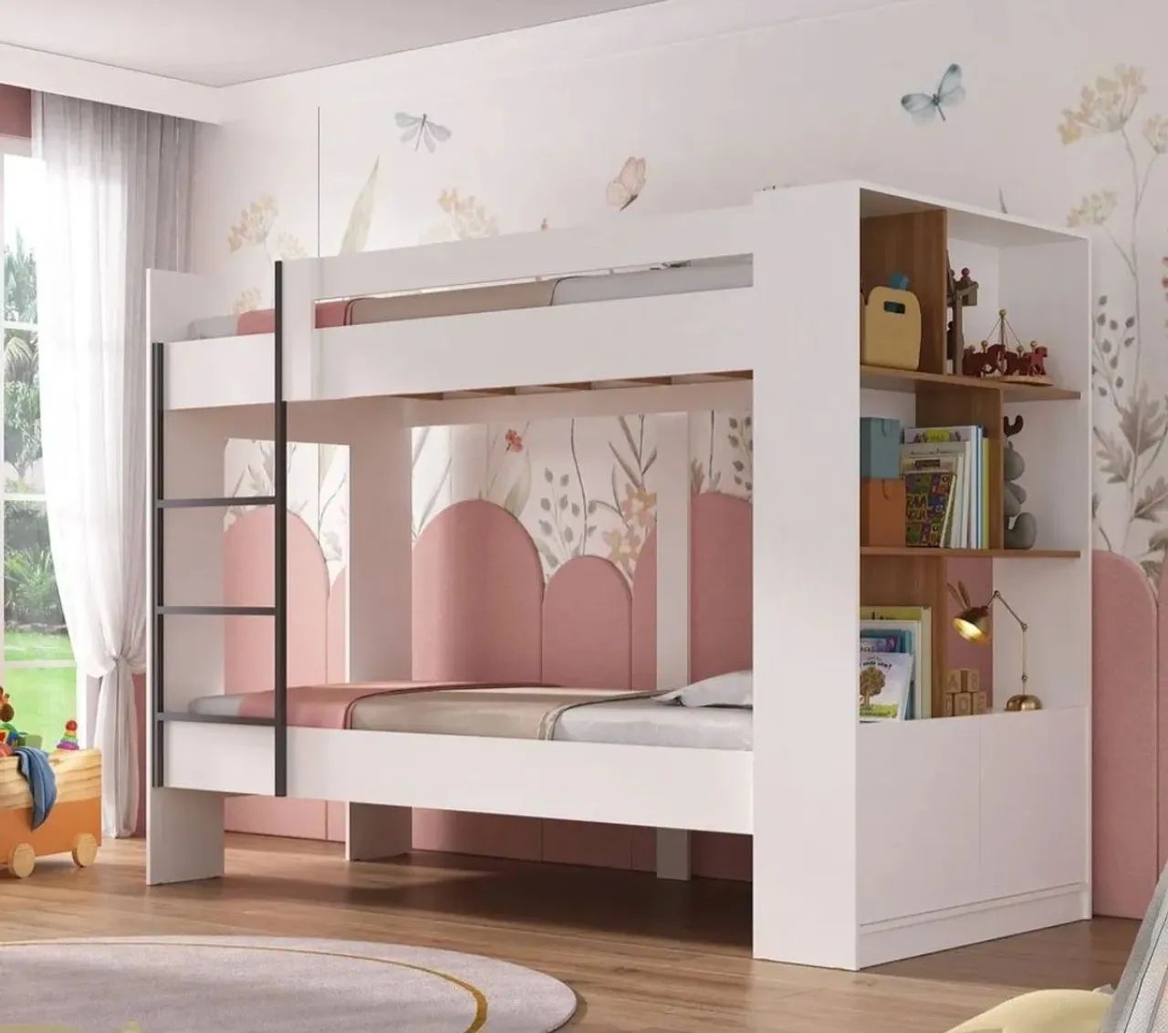 Conjunto Quarto Infantil - Beliche com Prateleiras + Cômoda - Foto 2