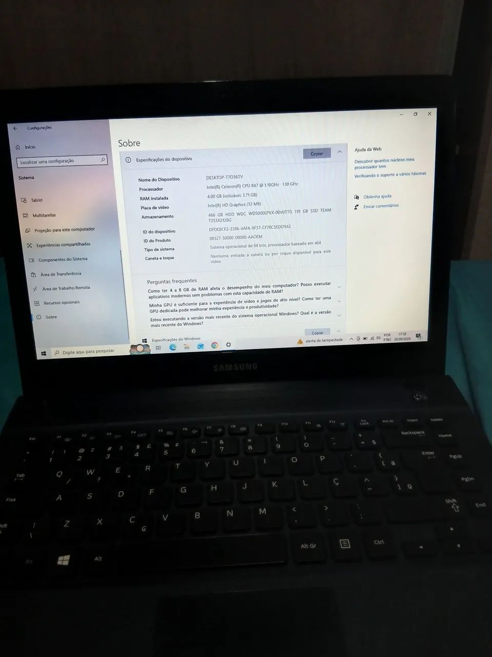 Notebook sansung 