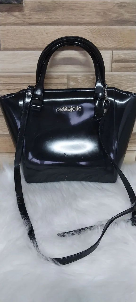 Bolsa PetiteJolie  Preta com duas alças com zíper perfeito e bom espaço interno usada