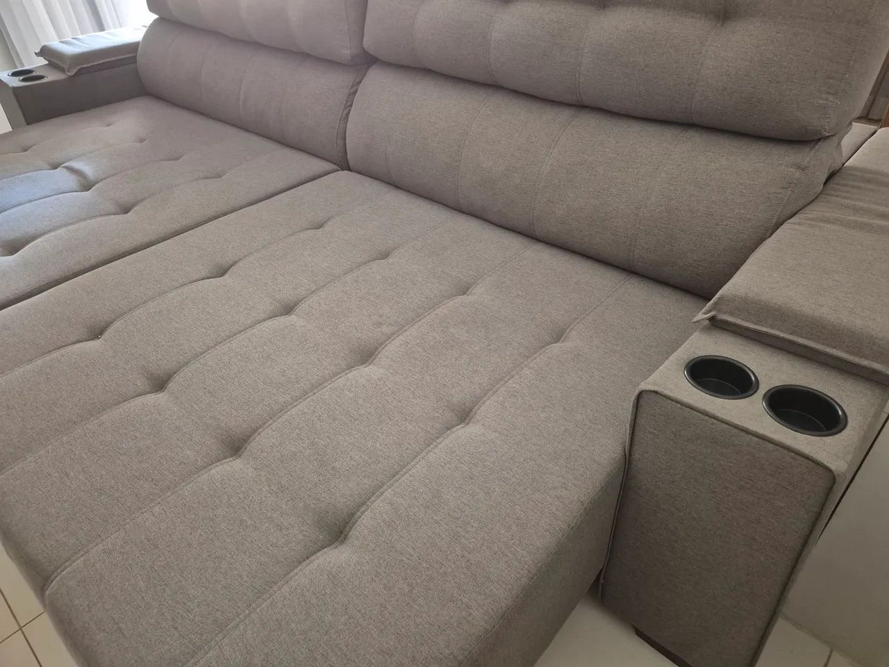 Sofa retrátil reclinável 3metros linho - Foto 3