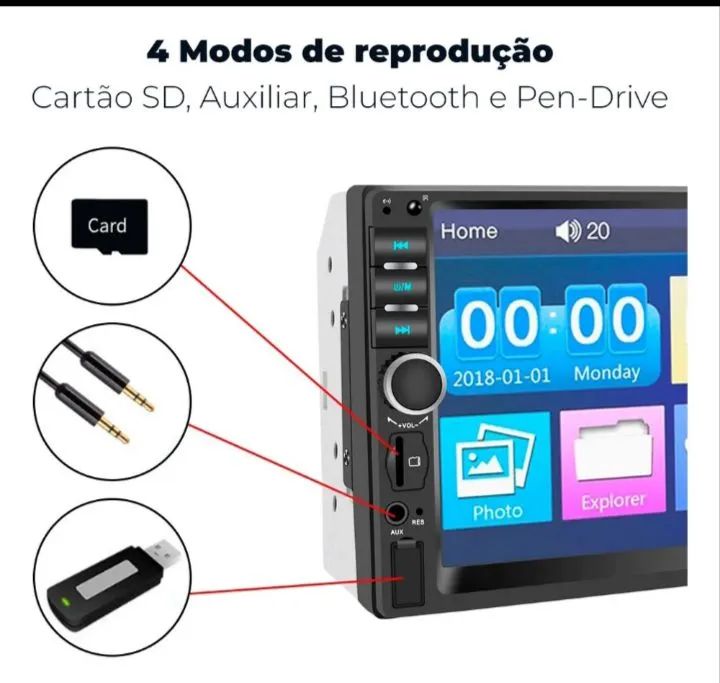 Som touchscreen e bluetooth 7 polegadas - Foto 2
