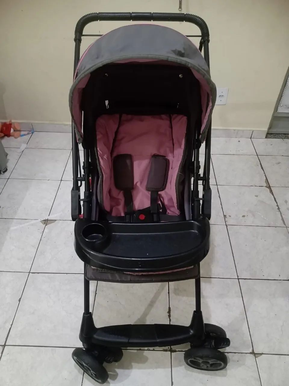 Carrinho de Bebê Galzerano - Rosa/Cinza - Foto 2