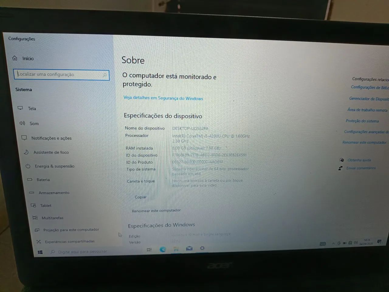 NOTEBOOK ACER I5  SSD CARREGADOR - Foto 4