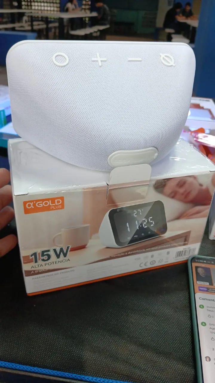 Caixa de Som Bluetooth  LED  radio relogio 15W