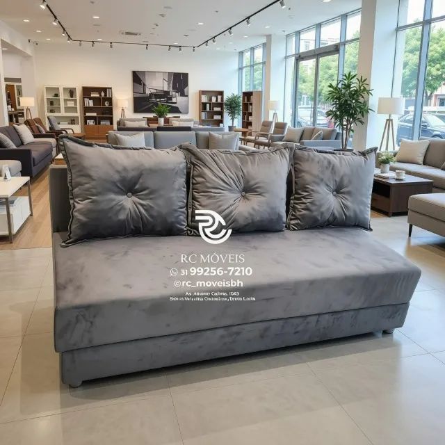 Sofá Cama 1,70m Suede Marrom Espuma D33 Resistente - Foto 4