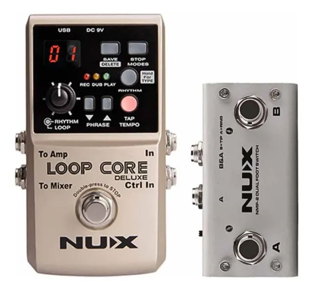 Pedal Looper NUX Loop Core Deluxe Bundle com 99 Memórias