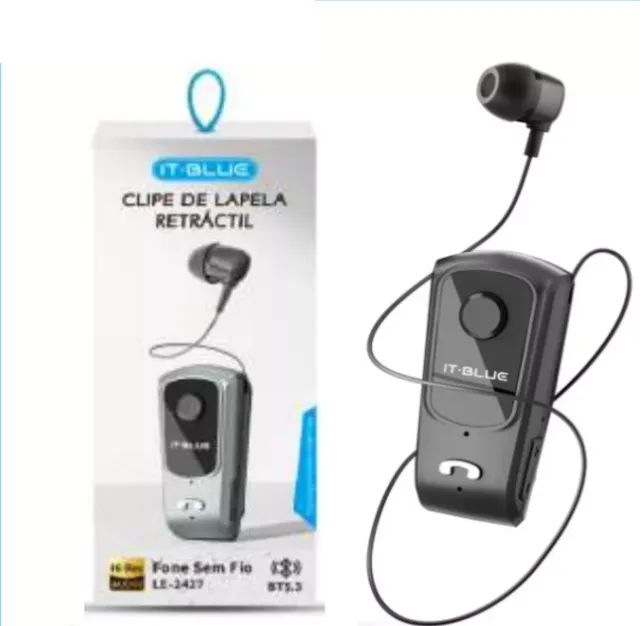 Fone De Ouvido Bluetooth De Lapela Com Cabo Retrátil