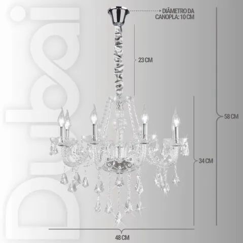 Lustre de Cristal 6 Braços  - Foto 2