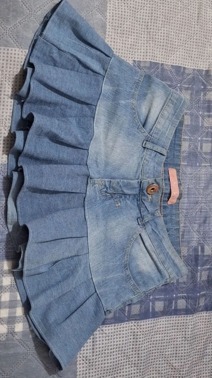 mini saia jeans upcycling - Foto 3