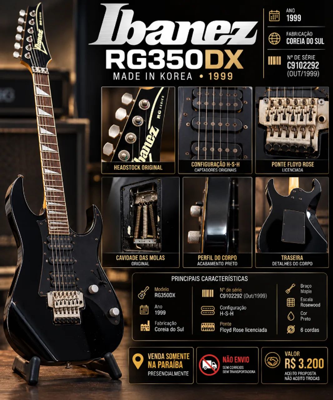 Ibanez RG350DX 1999 - Made in Korea - Instrumentos musicais