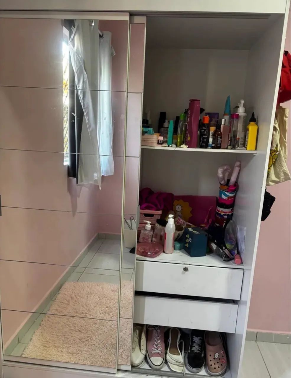 Guarda-Roupa Solteiro Madesa 2 Portas de Correr com Espelho Branco - Foto 3