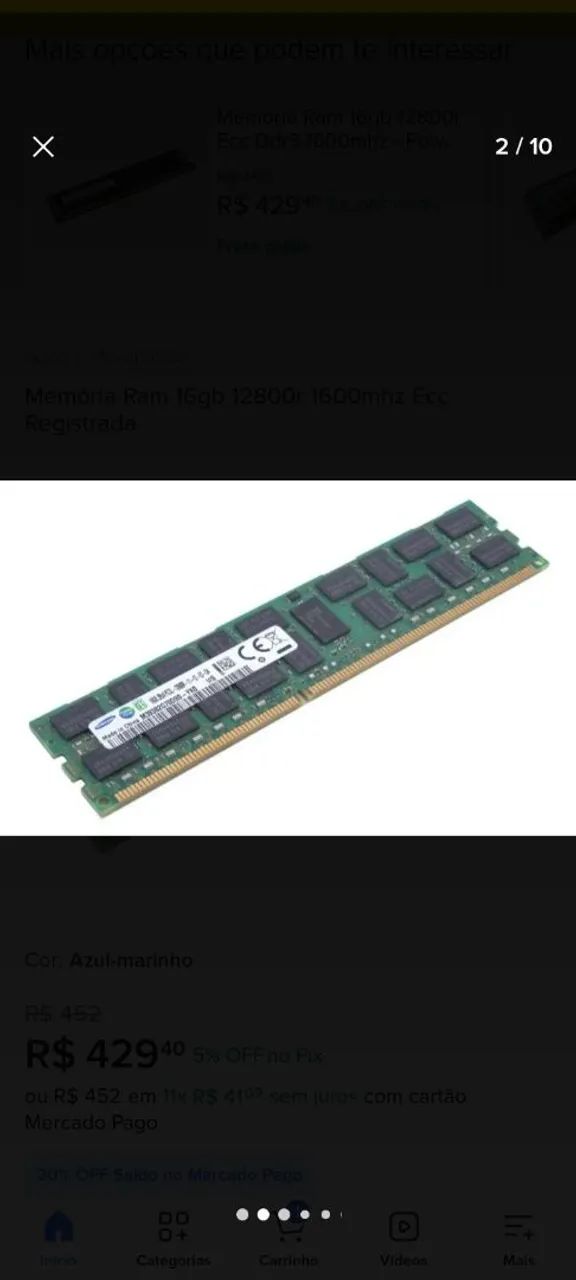 1x16gb Memória Ram ddr3 Ecc x99