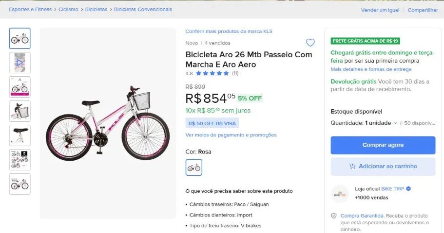 Bicicleta KLS Aro 26 com cestinha NOVA - Foto 2
