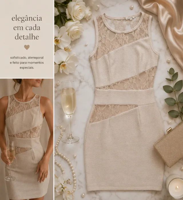 Vestido Nude de Renda - Foto 4
