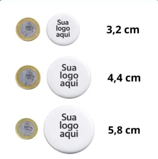 Bottons personalizados tamanho P, M e G