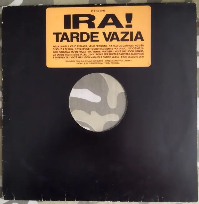 Vinil 12" Single Ira! - Tarde Vazia (Promo 1990) Rock Nacional