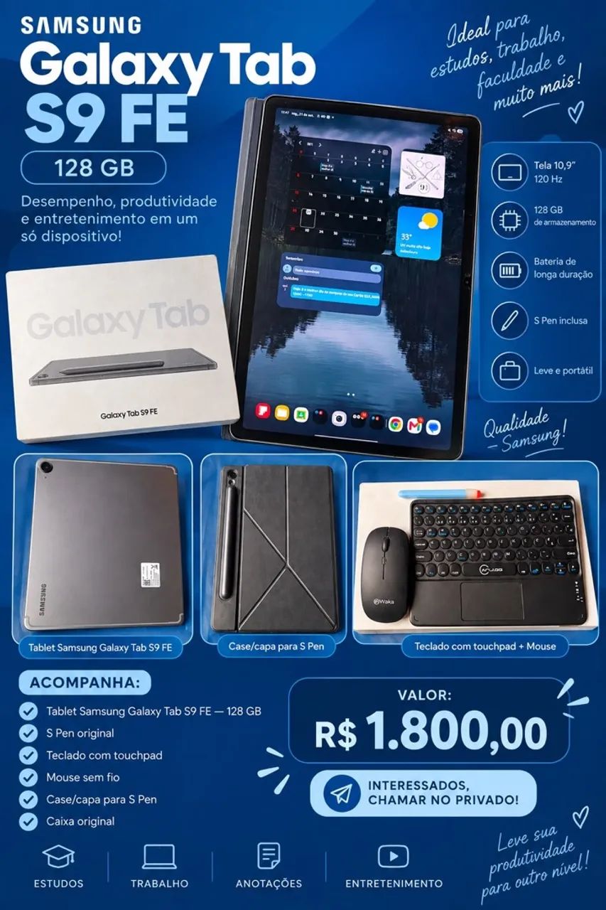 Vendo tablet tab s9 fe da Samsung de 128g