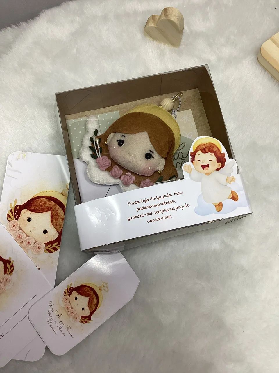 Chaveiro Anjinha em Feltro com Tag Personalizada e Embalagem  - Foto 2