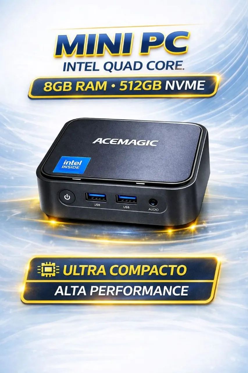 Mini PC Intel N150 13° geração 8gb ddr4 ssd 512gb nvme Hdmi