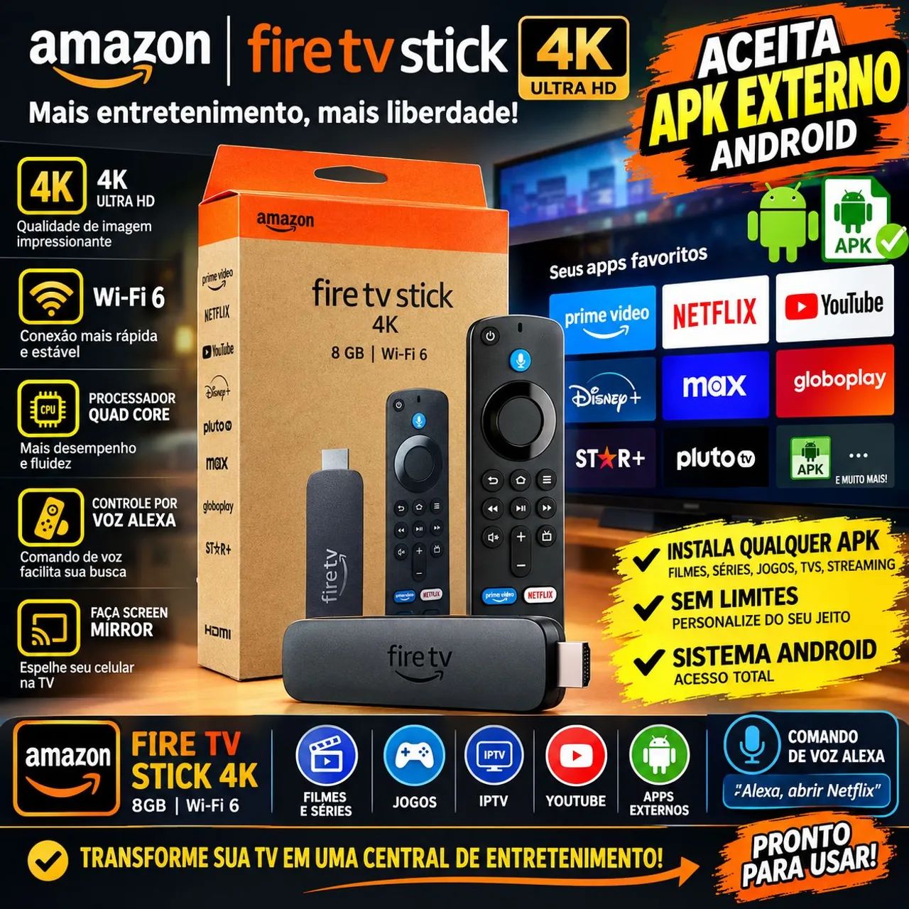 Promoção Fire Stick Tv 4K Amazon Wifi6 lacrado Sorocaba 