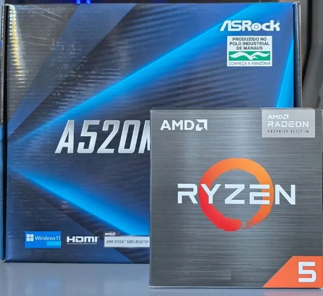Kit Processador Ryzen 5 4600G + Placa mãe A520  - Foto 3