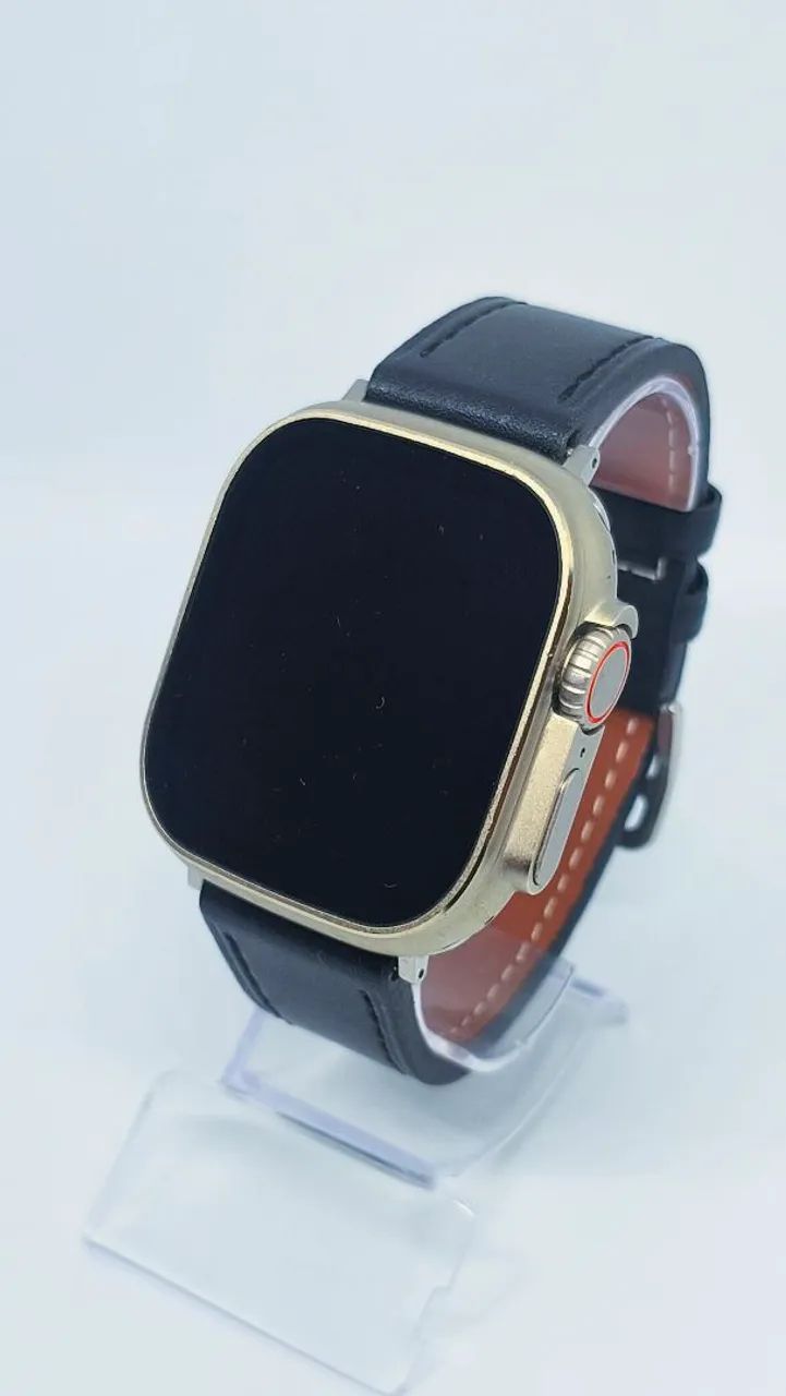 Smartwatch DT8 Prata com pulseira de Couro 