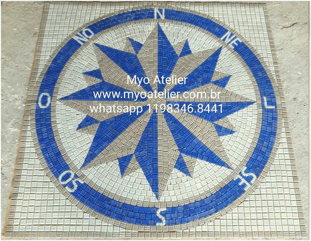 Carpete mosaico, piso mosaico, rosa dos ventos, arvore da felicidade