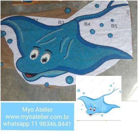 Golfinho mosaico, golfinho para piscina, mosaico artistico, baleia, peixe, piscina - Foto 3
