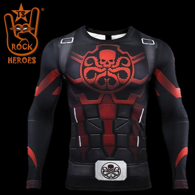 Camisa de Compressão Capitão Hydra Manga Longa Rashguard Elastano