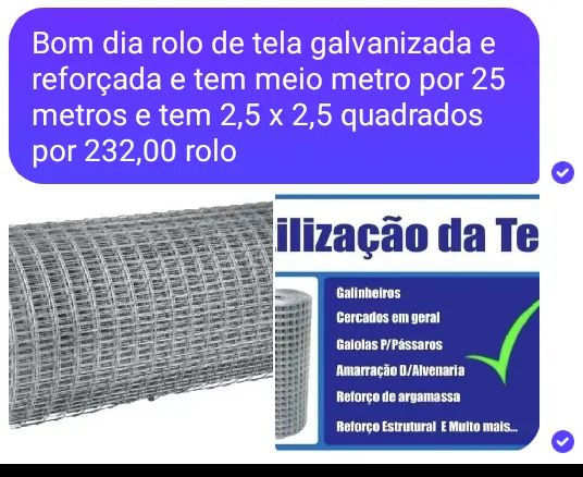 Tela Rolo REFORÇADA GALVANIZADA Viveiros,Cercados.GAlinheiros Super Oferta - Foto 6