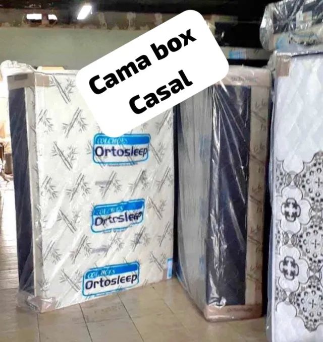 Cama box casal (brinde) novo