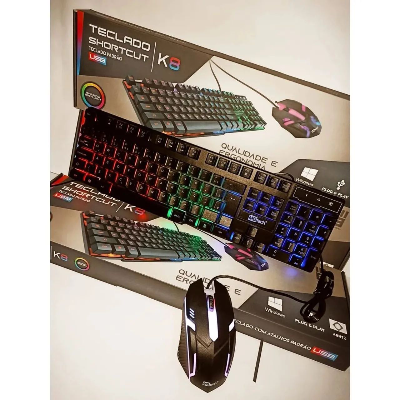 Teclado e Mouse Gamer com Iluminação RGB - K8 - Foto 3