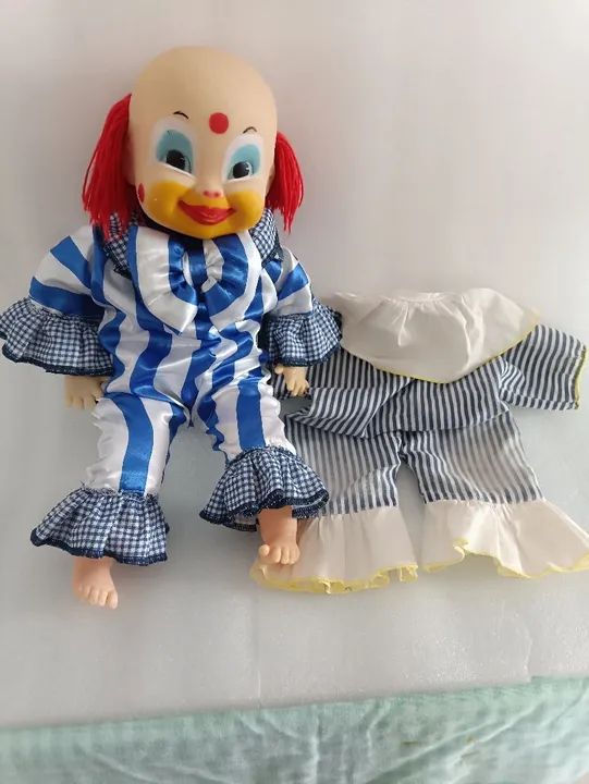 Boneca de Palhaço Vintage 52 cm - Foto 5