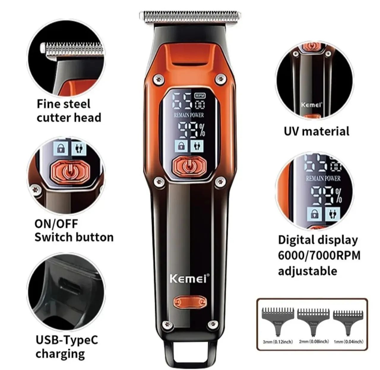 Máquina de Cortar Cabelo profissional KEMEI KM-658 ORIGINAL NOVO NA CAIXA 