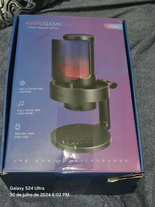 Microfone USB fifine ampligame a8 rgb