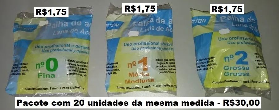 Palha de aço fina / média / grossa Norton 22gramas